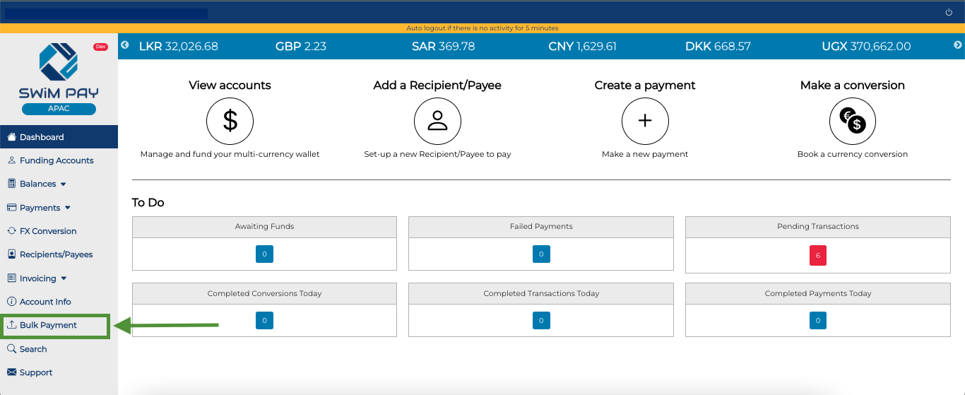 bulk payments step 1